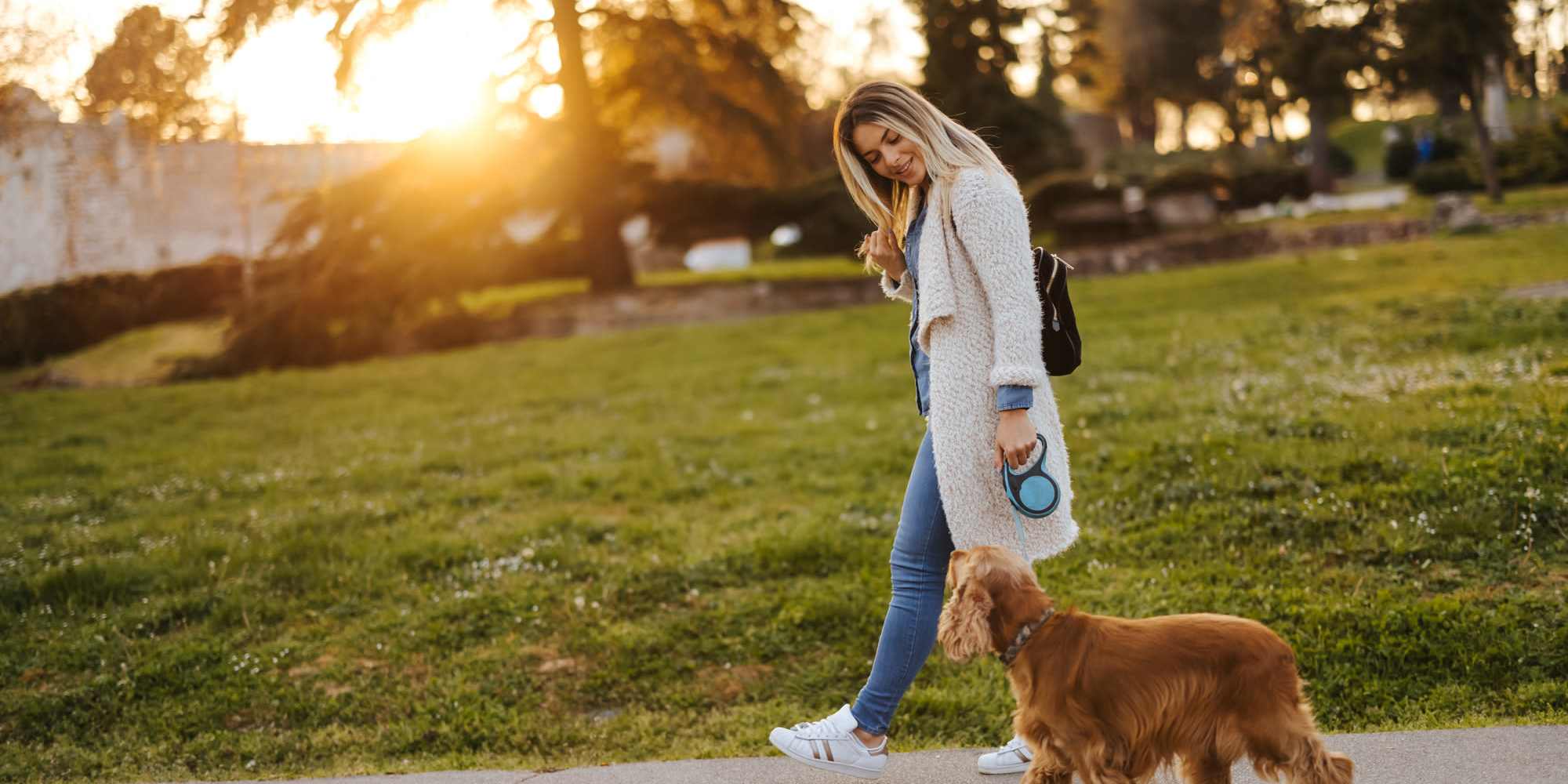 A resident taking their dog on a walk near Copper Range in Colorado Springs, Colorado