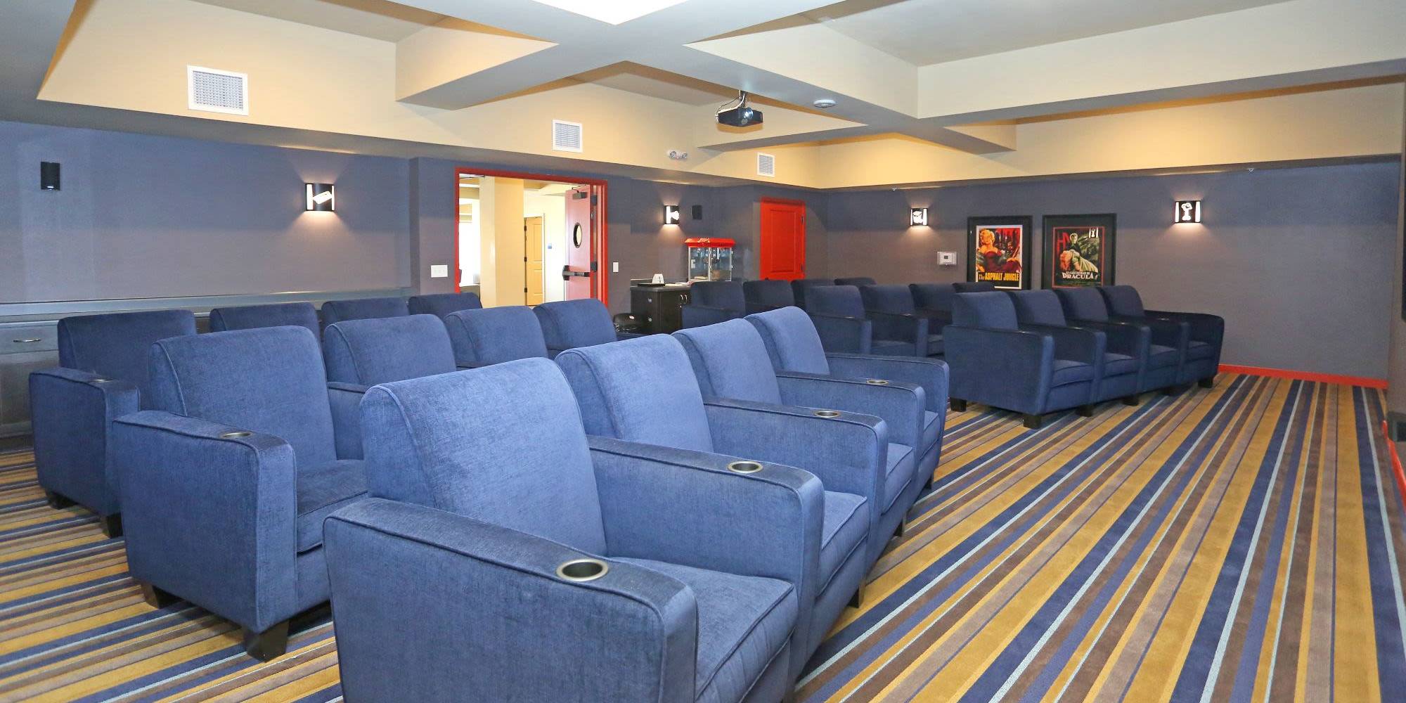 Plenty of seating at the luxury theater for community movie night at 