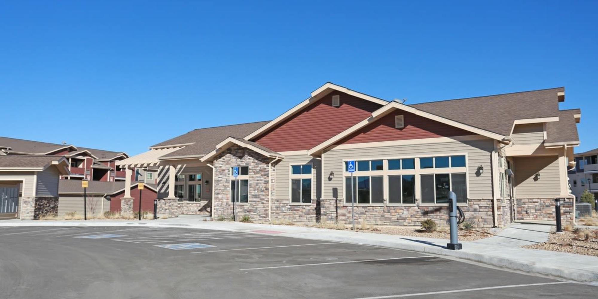 Entrance to the leasing office at Copper Stone in Lafayette, Colorado