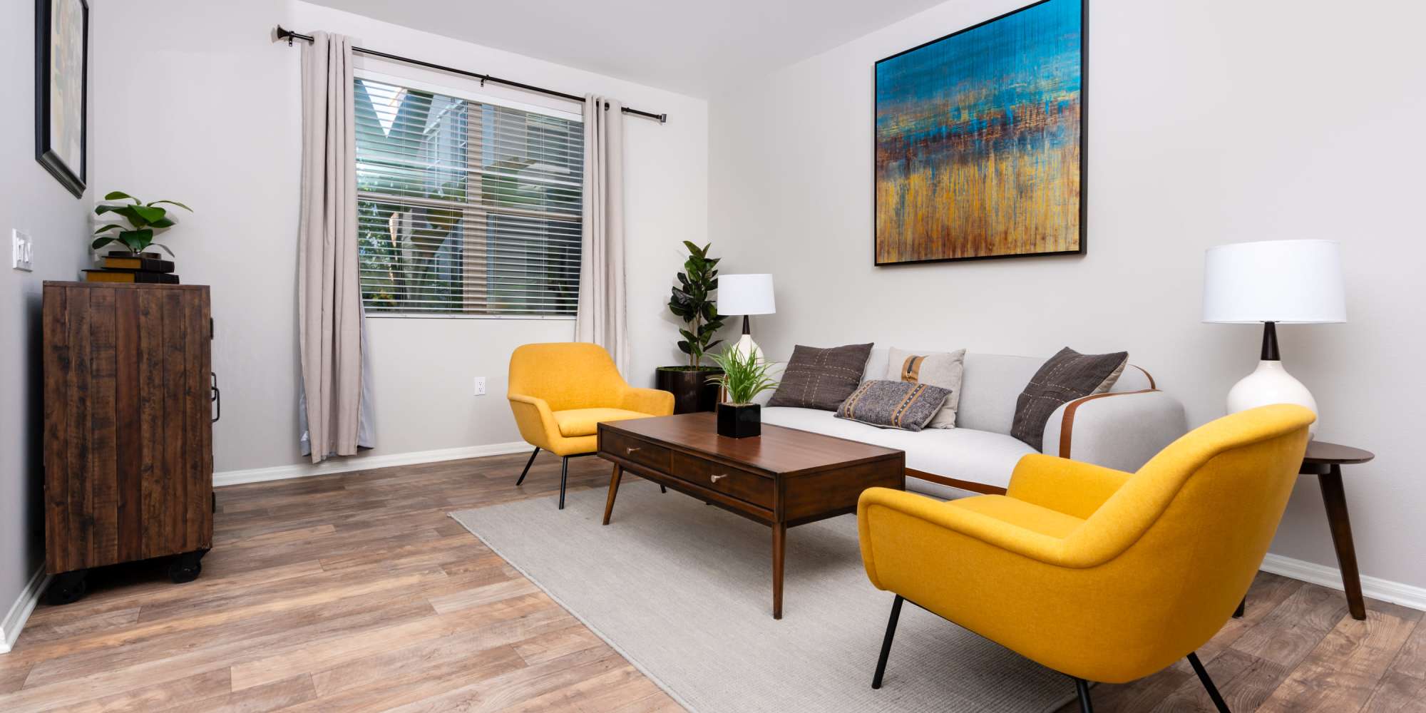 Furnished living room at Paragon at Old Town in Monrovia, California
