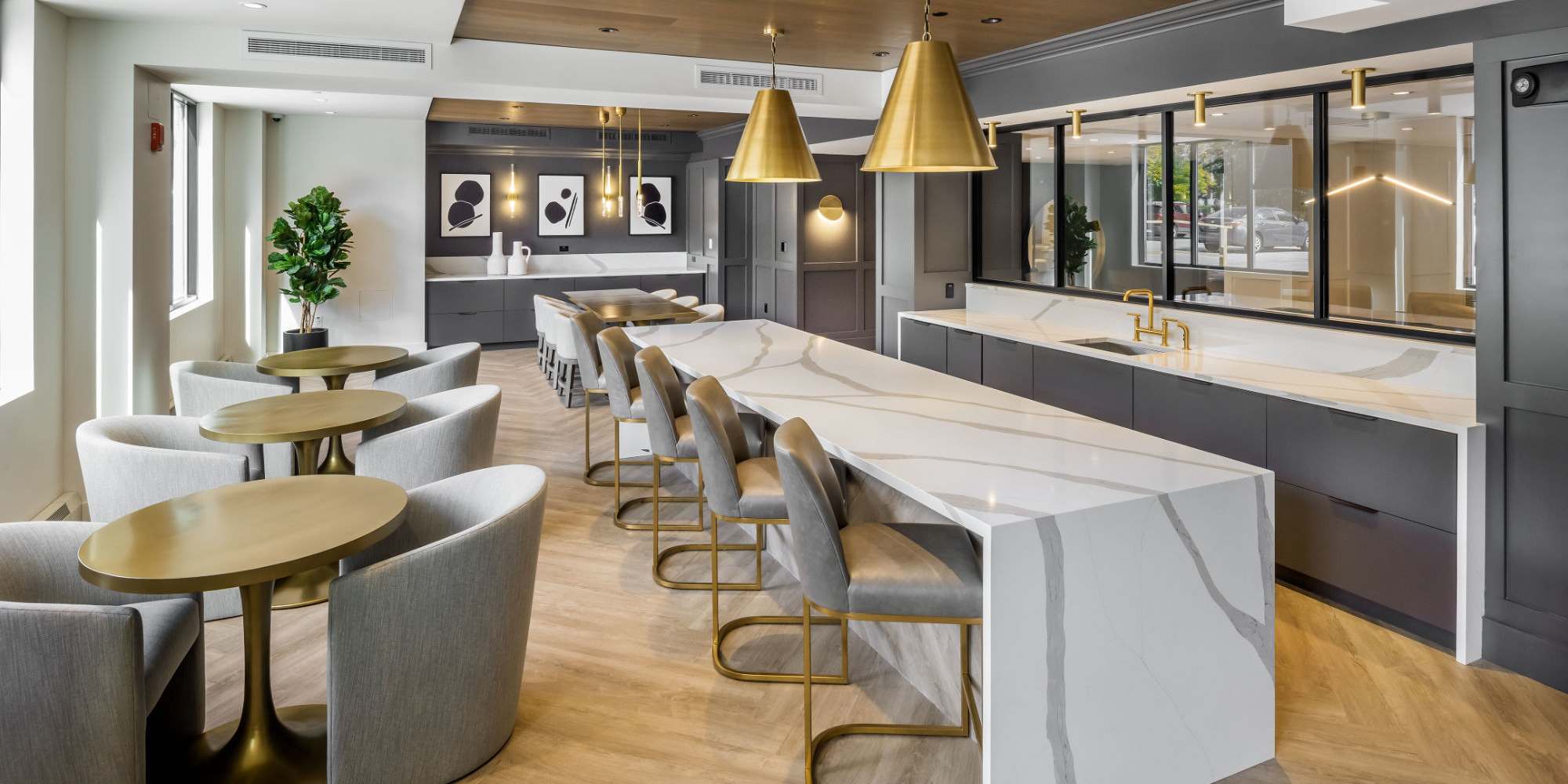 Clubhouse kitchen at Parkside Place in Cambridge, Massachusetts
