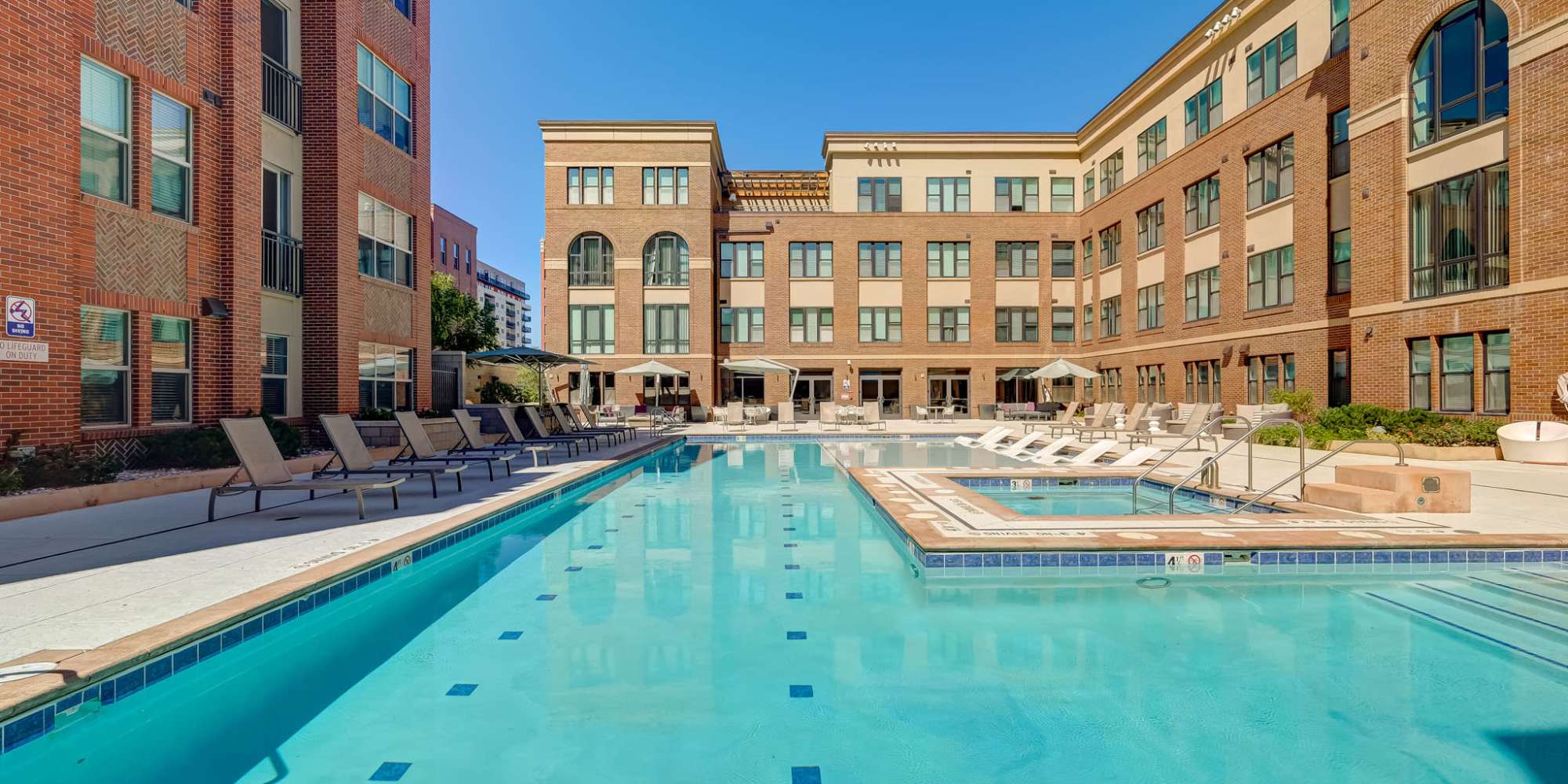 Pool and spa at One City Block in Denver, Colorado
