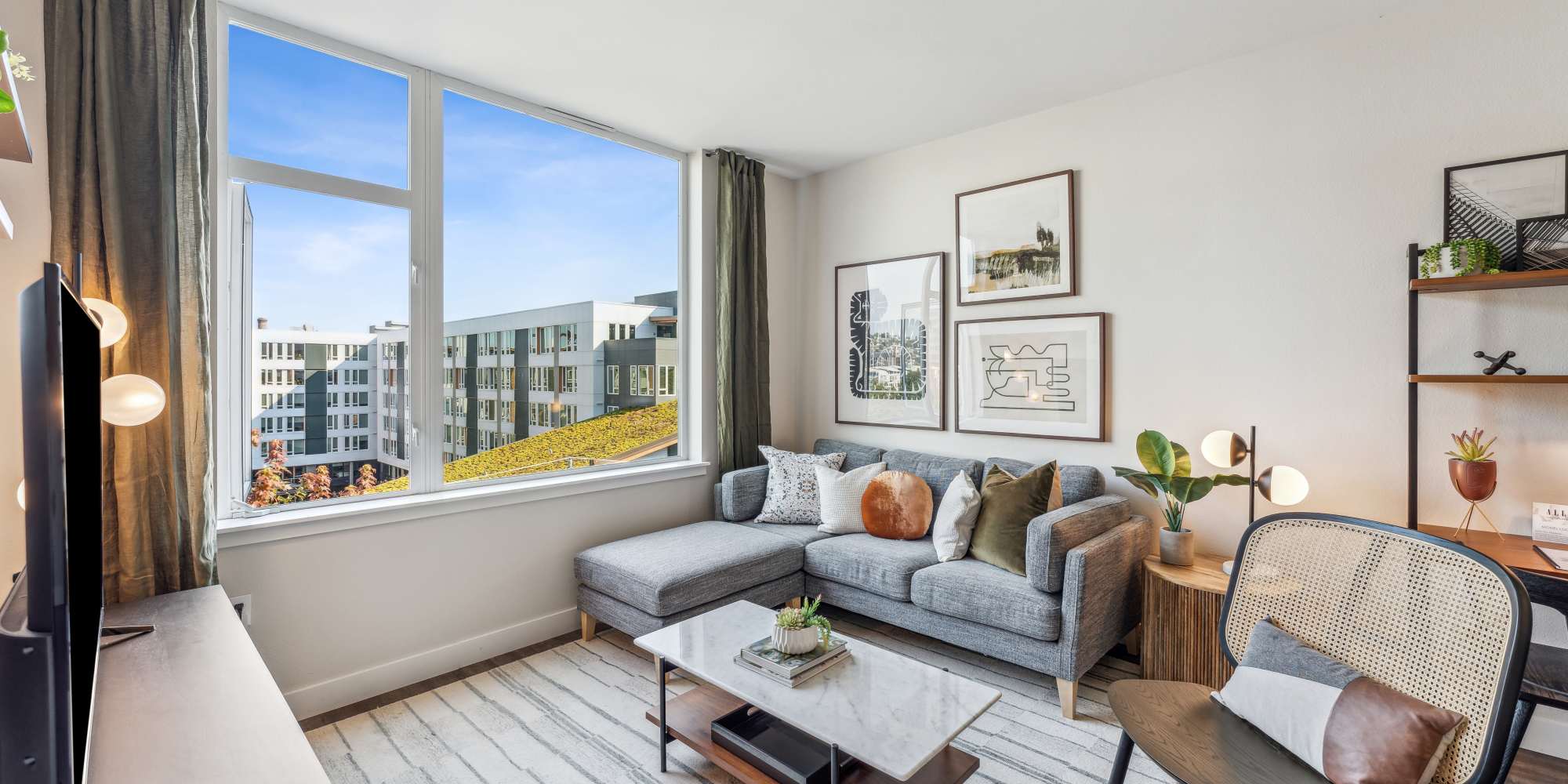 Living room with a view at Seattle, Washington at Alley South Lake Union