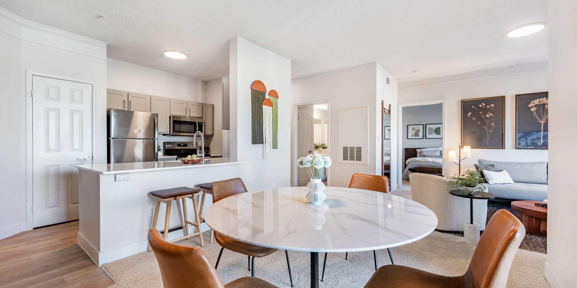 Model dining room at Greenwood Plaza in Centennial, Colorado