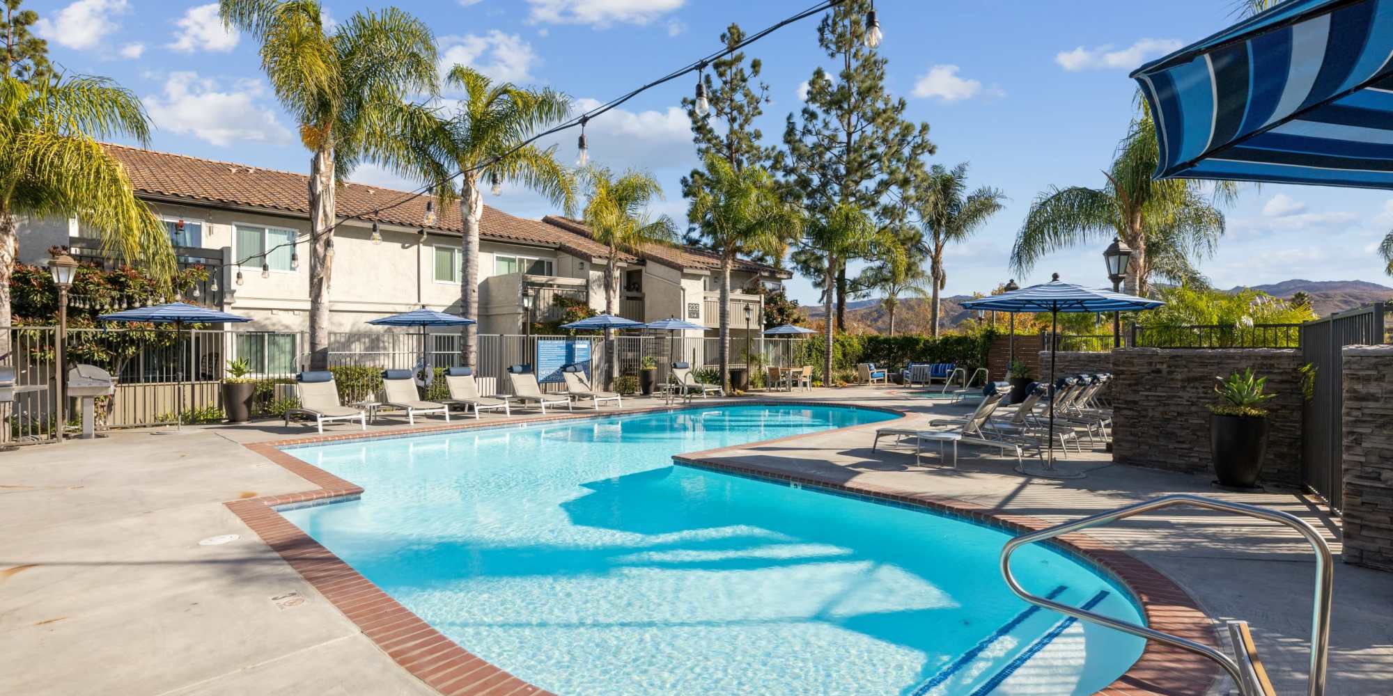 Outdoor Pool on a Sunny Day at Simi Valley, California at Sofi at Wood Ranch