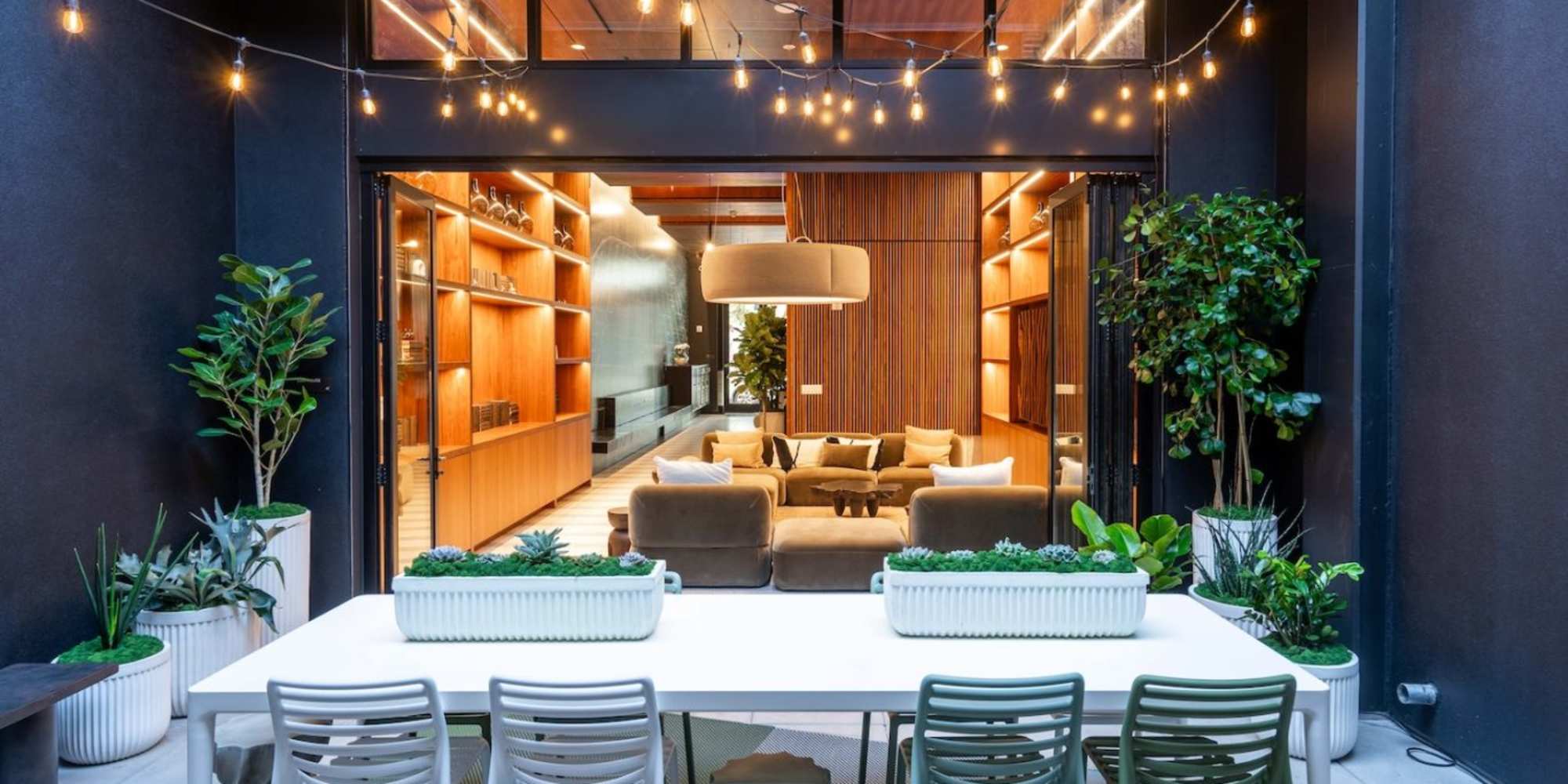Large meeting table outside at The Fitzgerald in San Francisco, California