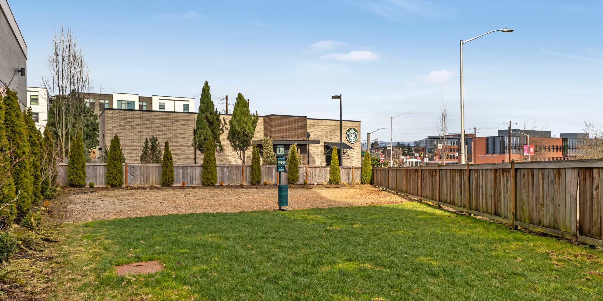 Lush park at Koz on Broadway in Everett, Washington