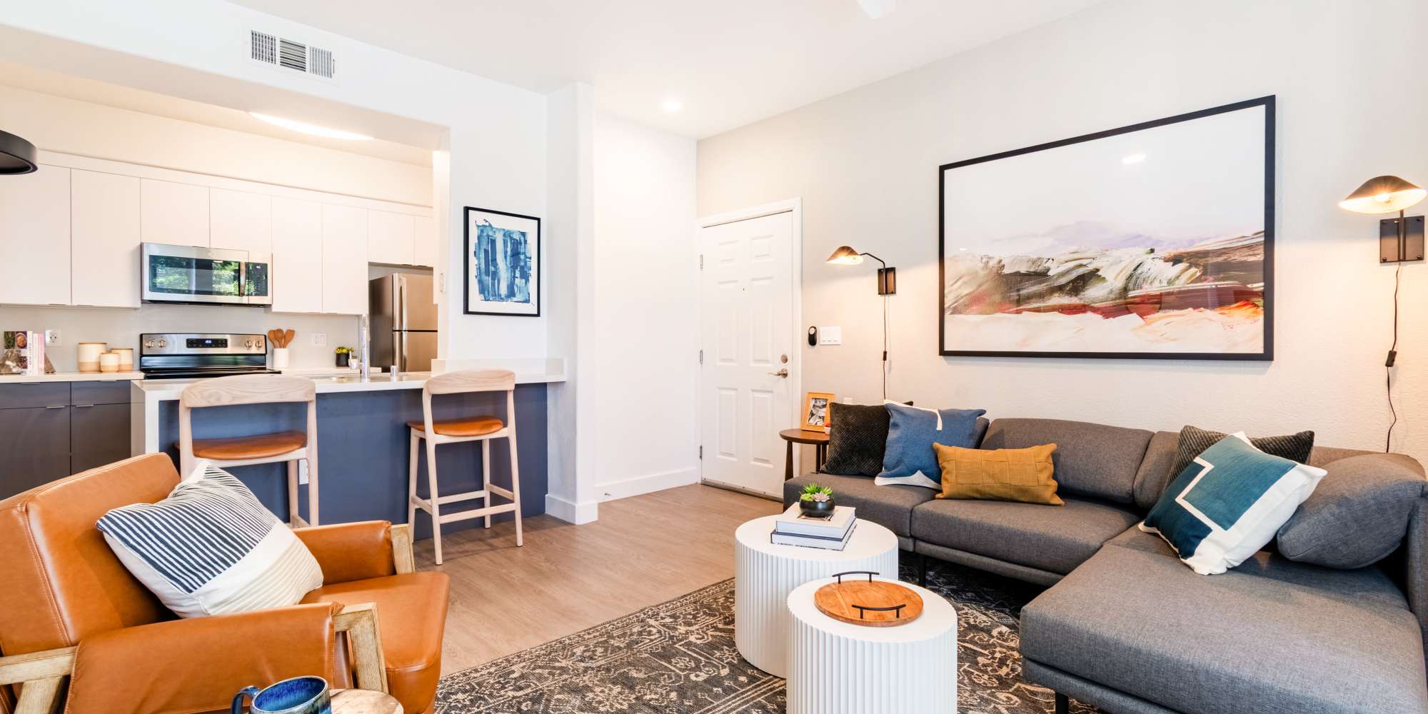 Model living room at Arioso in Cupertino, California