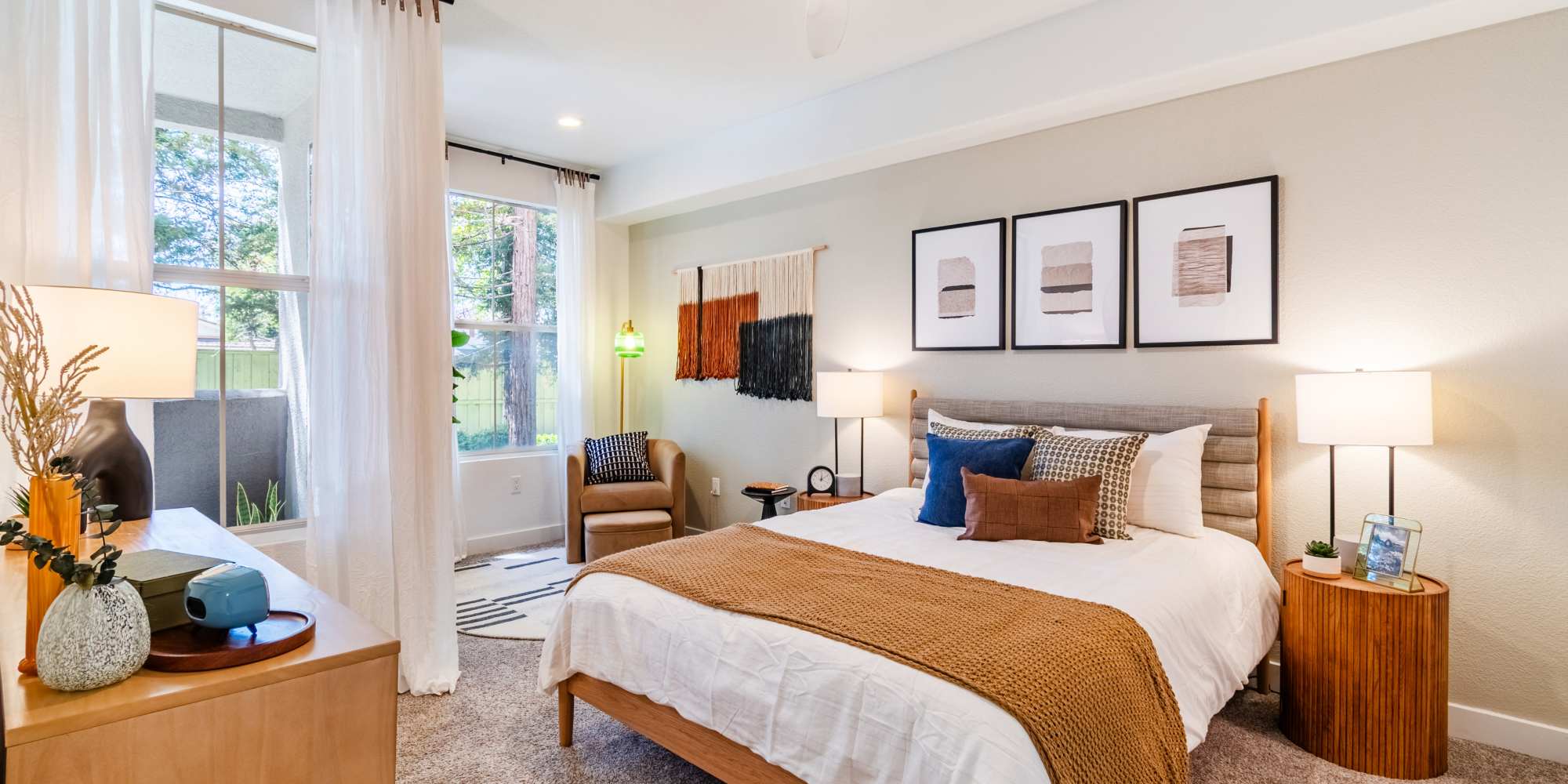 Model bedroom at Arioso in Cupertino, California