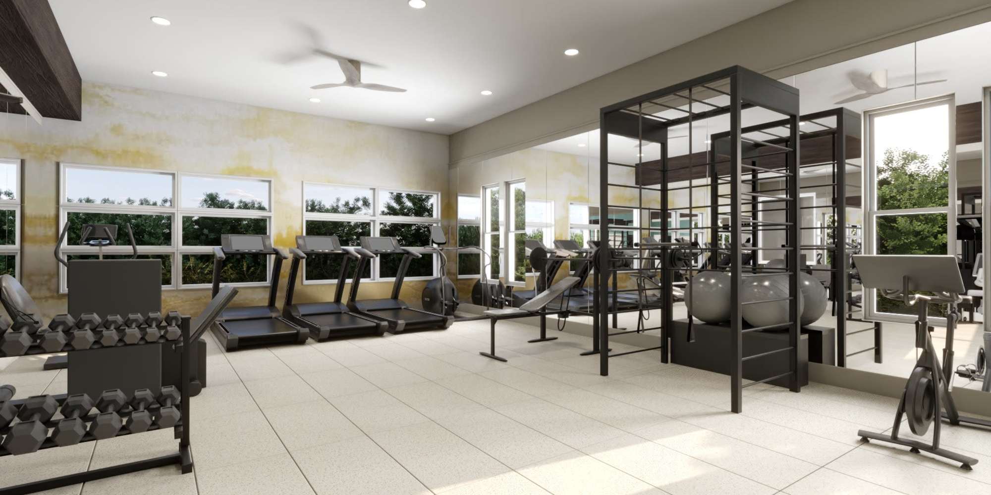 Fitness center at Aurora at Green Valley in Fairfield, California