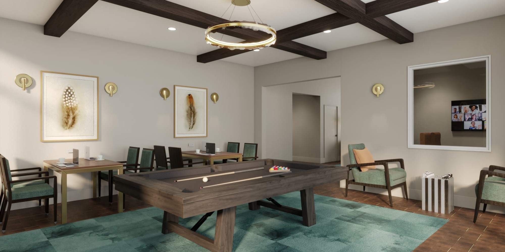 Game room at Aurora at Green Valley in Fairfield, California