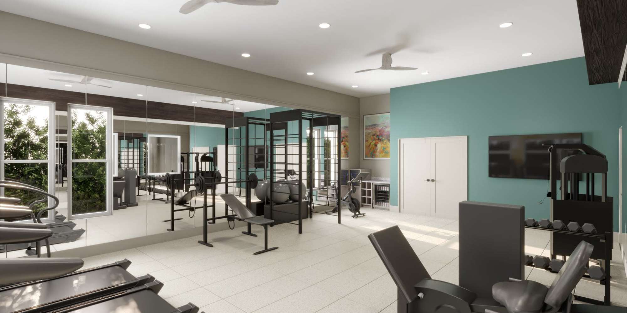 Fitness center at Aurora at Green Valley in Fairfield, California