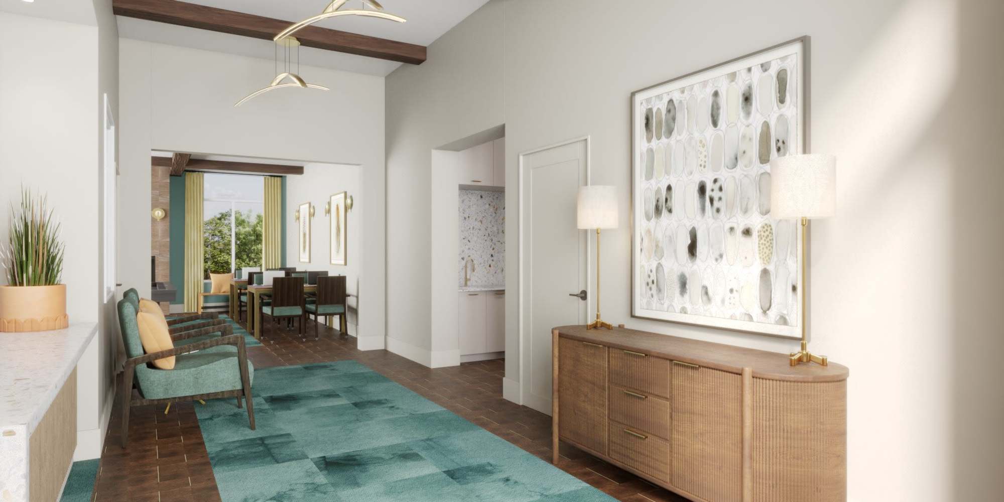 Clubhouse hallway at Aurora at Green Valley in Fairfield, California