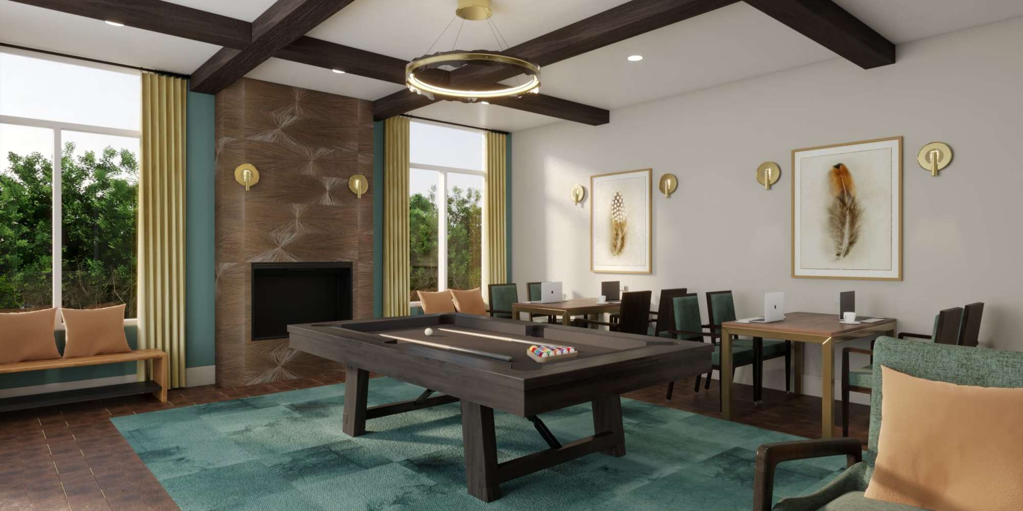 Game room at Aurora at Green Valley in Fairfield, California