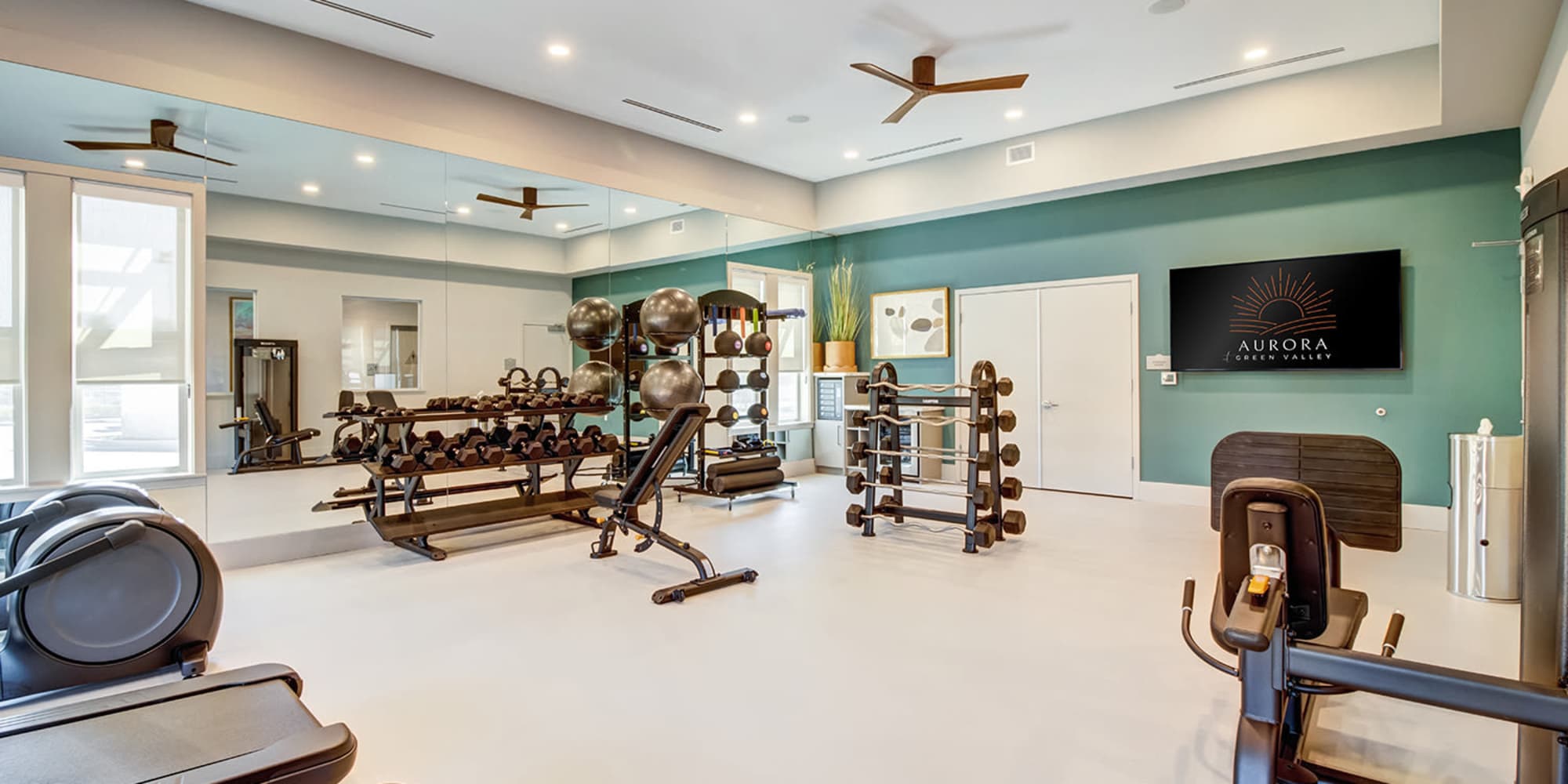 Fitness center at Aurora at Green Valley in Fairfield, California