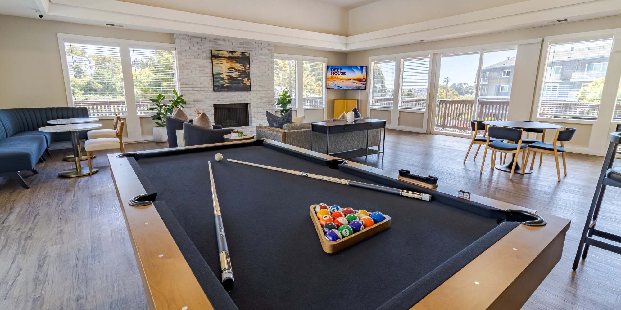 Living room area at The Ralston at Belmont Hills in Belmont California