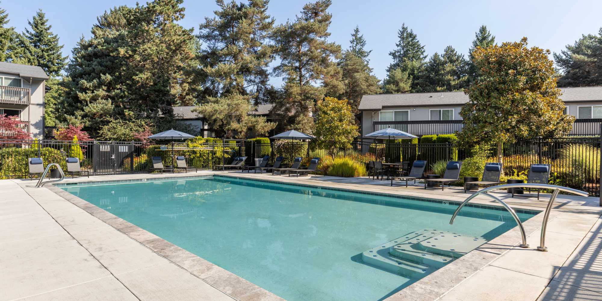 Poolside loungers at Alder Bellevue in Bellevue, Washington