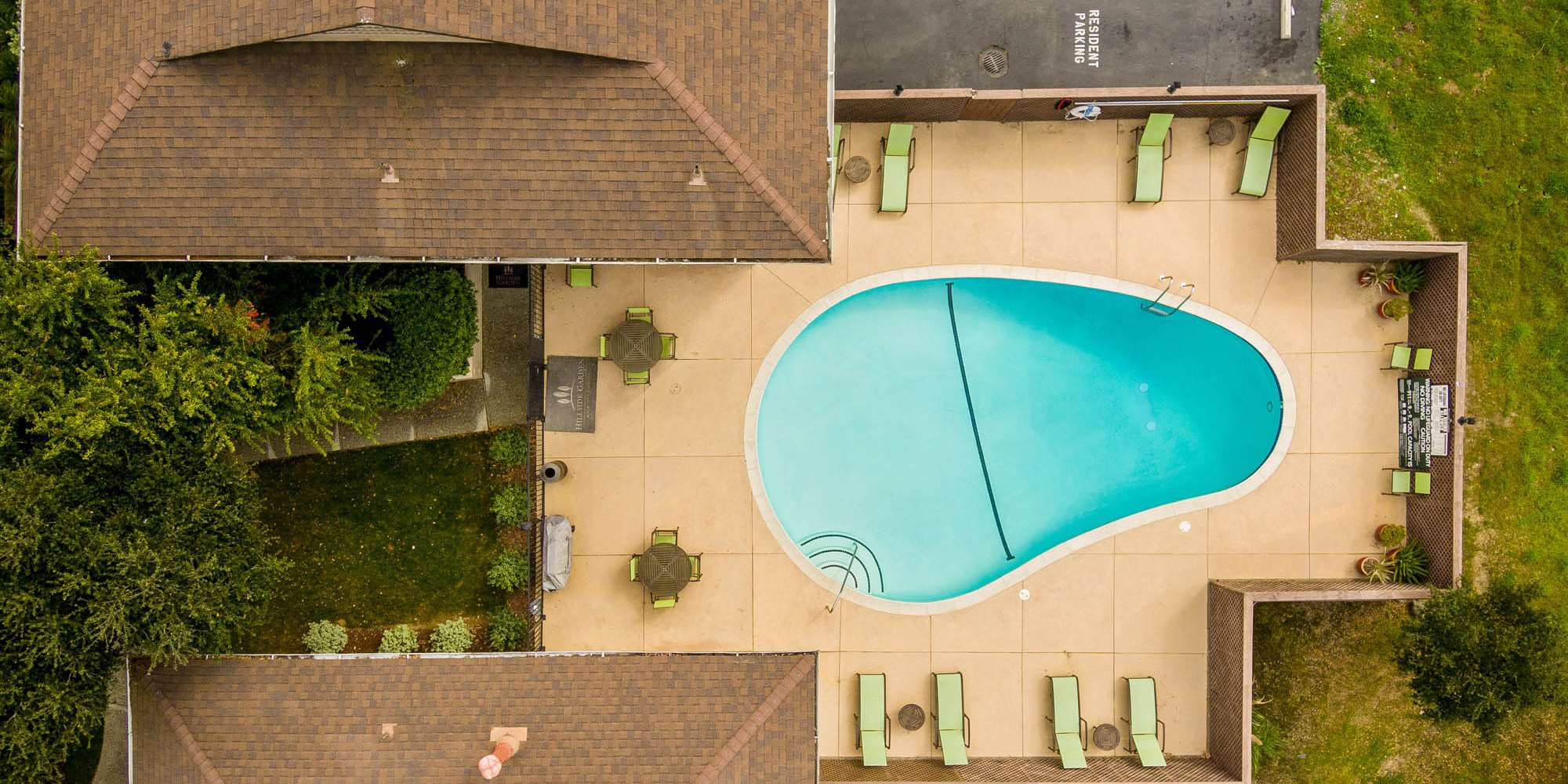 Top view of the pool at Hillside Garden in San Mateo in San Mateo, California 