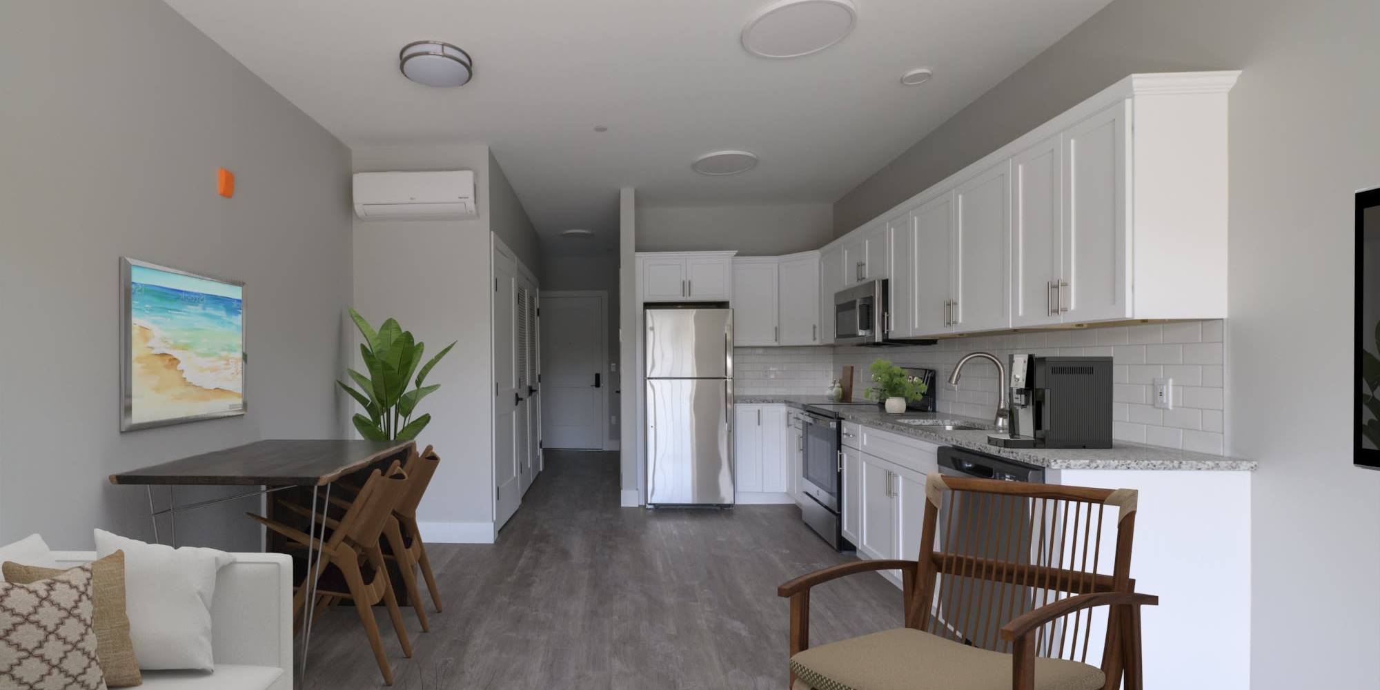 Modern Studio Apartments in Cheshire, Connecticut showcase a Dining Room