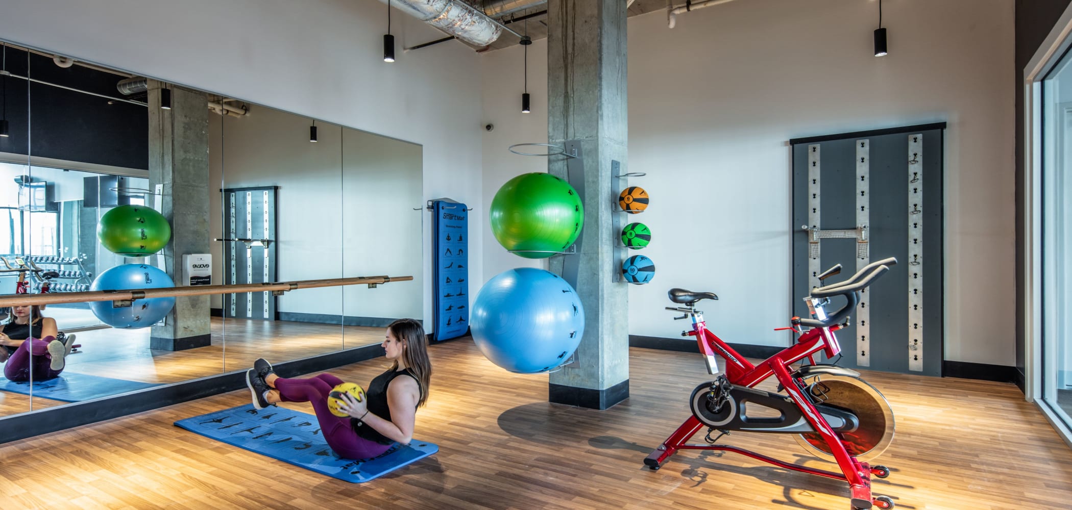 Yoga studio at evolve Bloomington in Bloomington, Indiana