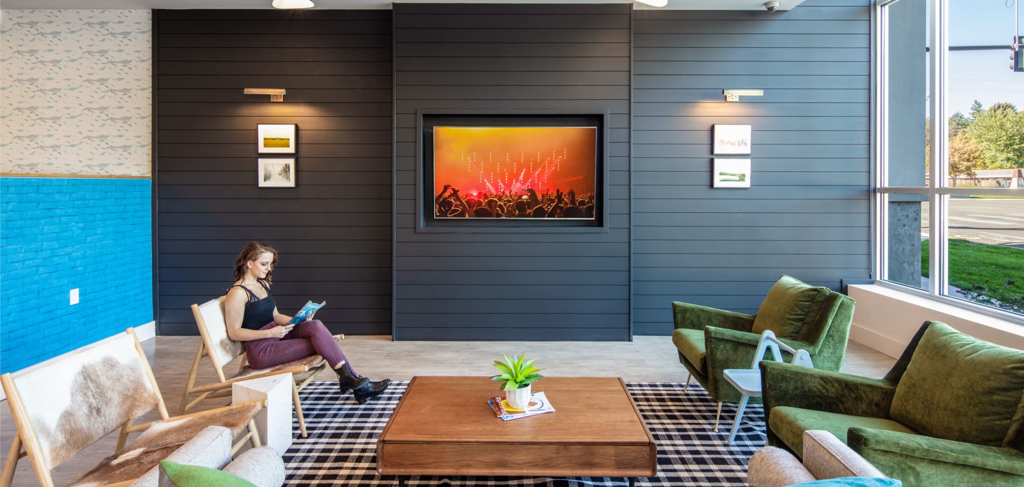 Indoor lounge with a SMART TV at IDENTITY Boise in Boise, Idaho 