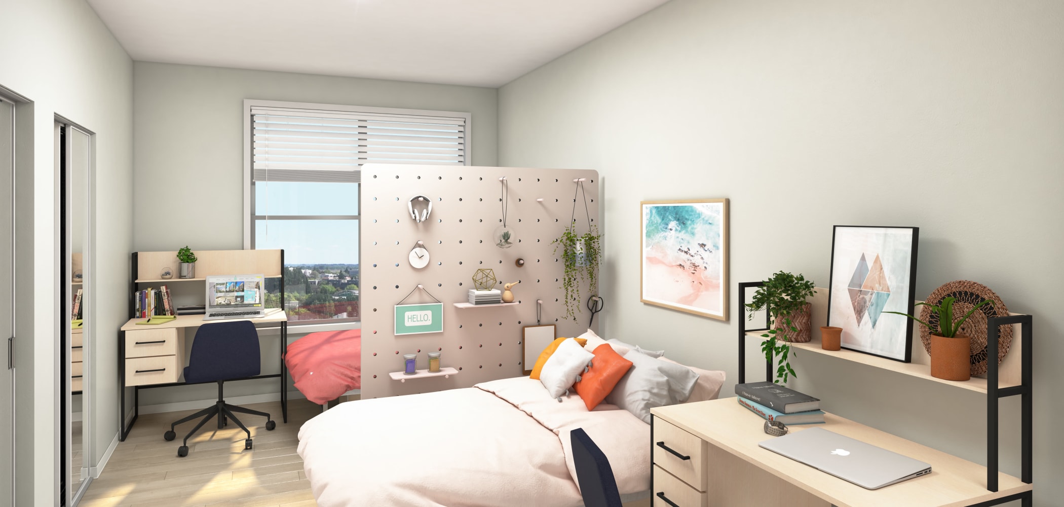 Bedroom with space to study at IDENTITY Davis in Davis, California