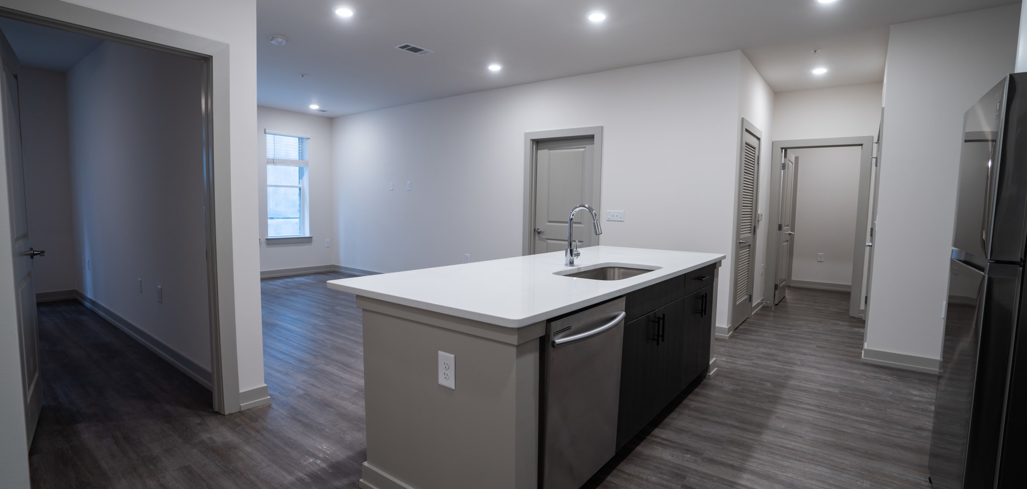 Modern Kitchen & Living Room at The Jolly Roger | Student Housing in Greenville, North Carolina