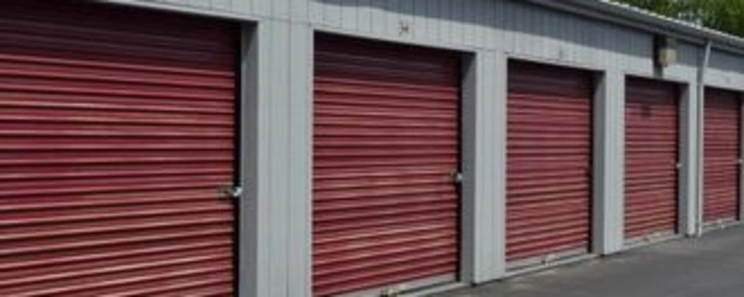 Units with red doors at Seatac Self Storage in Seatac, Washington