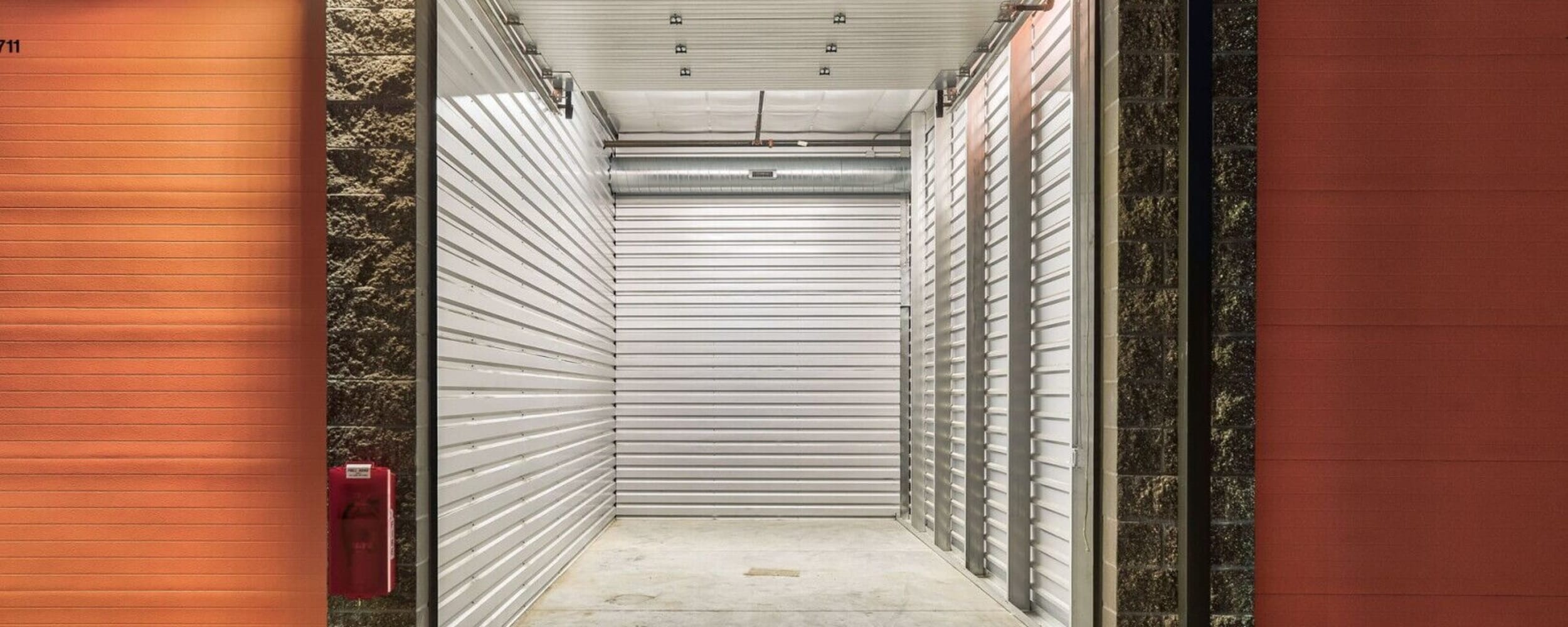 Exterior storage units at Advanced Heated Self Storage Bellingham in Bellingham, Washington