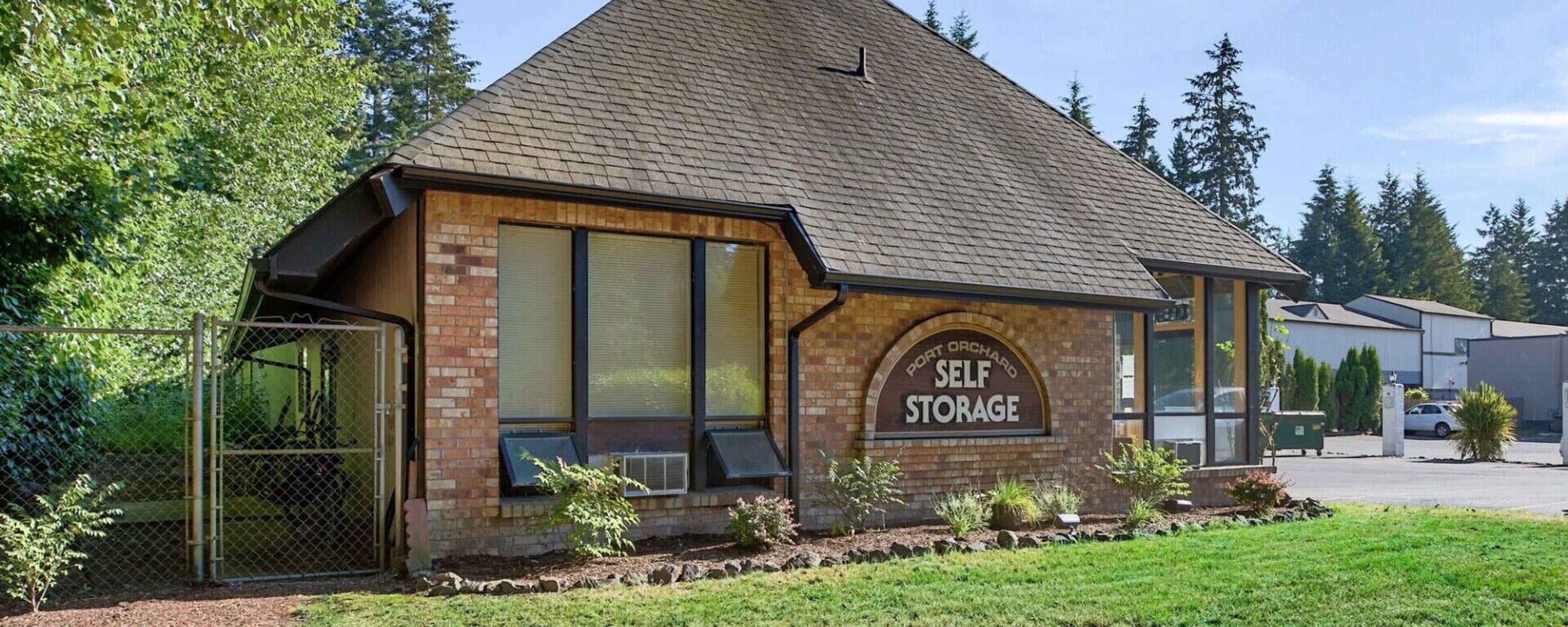 Exterior building showing sign at Port Orchard Self Storage in Port Orchard, Washington