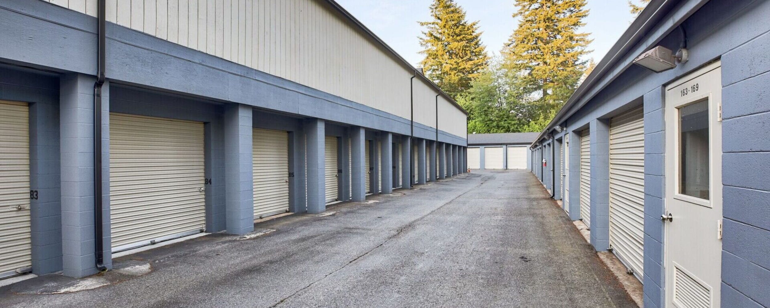 Driveway with storage units at Port Orchard Self Storage in Port Orchard, Washington