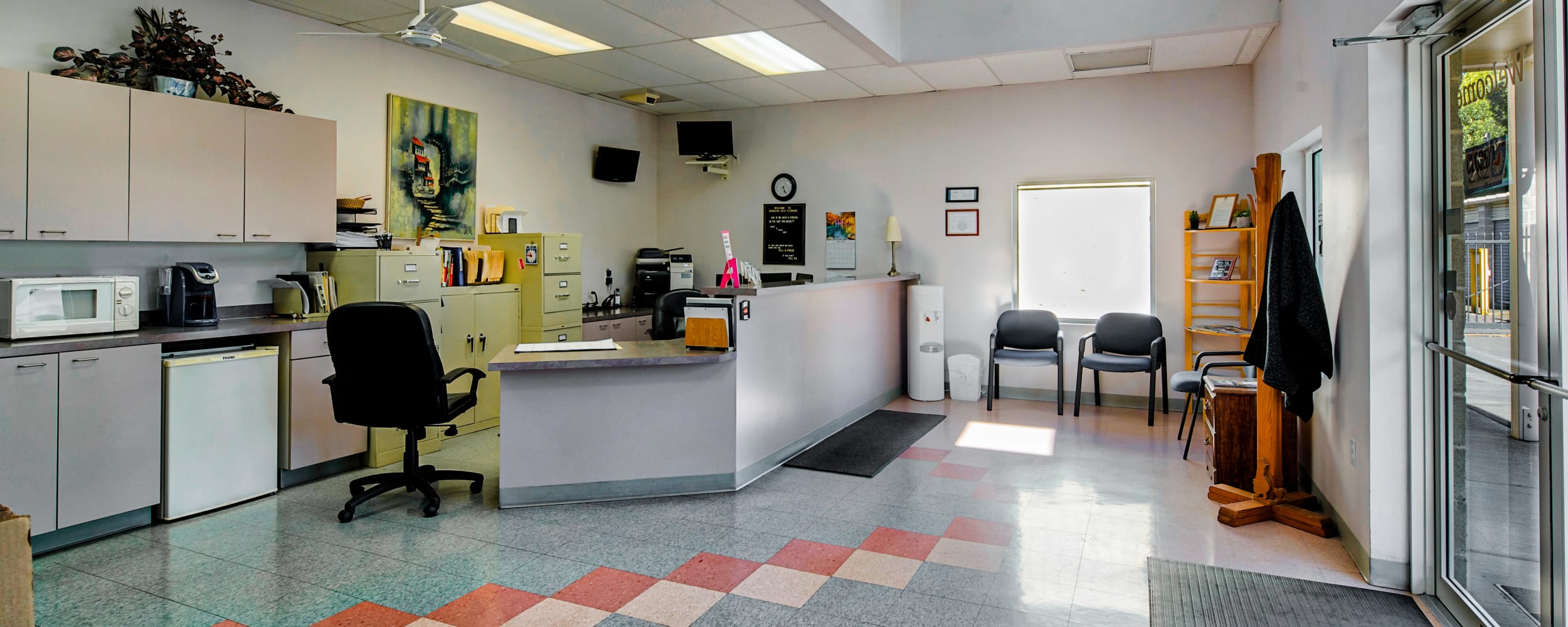 Lobby area at Newberg Self Storage in Newberg, Oregon