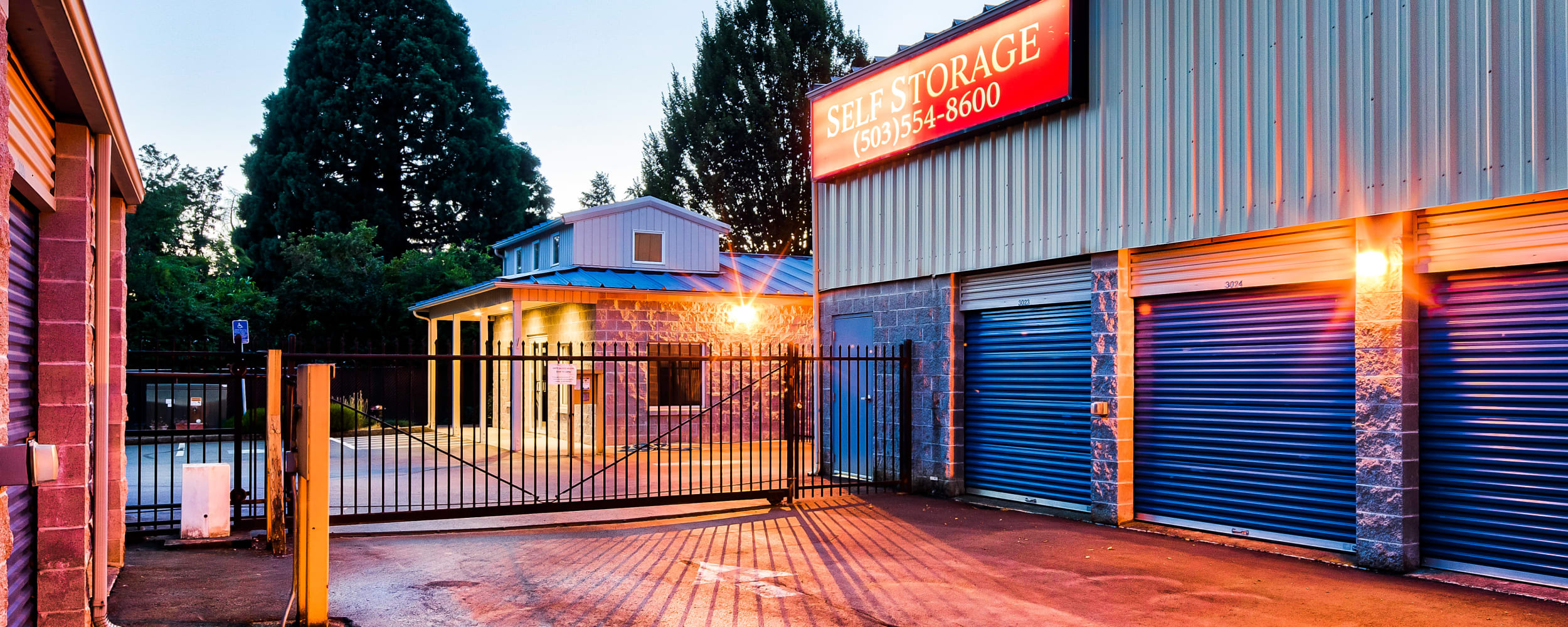 Driveway entrance at Newberg Self Storage in Newberg, Oregon