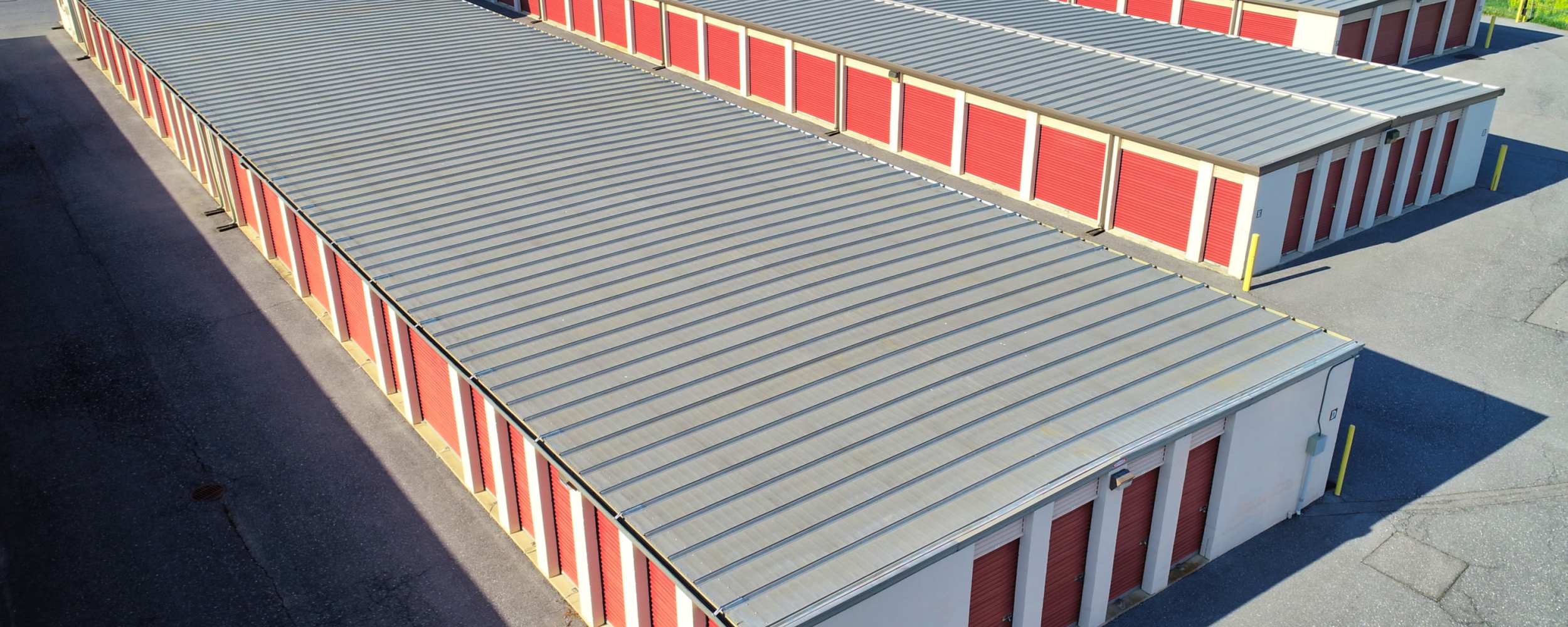 Rows of exterior units at Harrisonburg Self Storage in Harrisonburg, Virginia