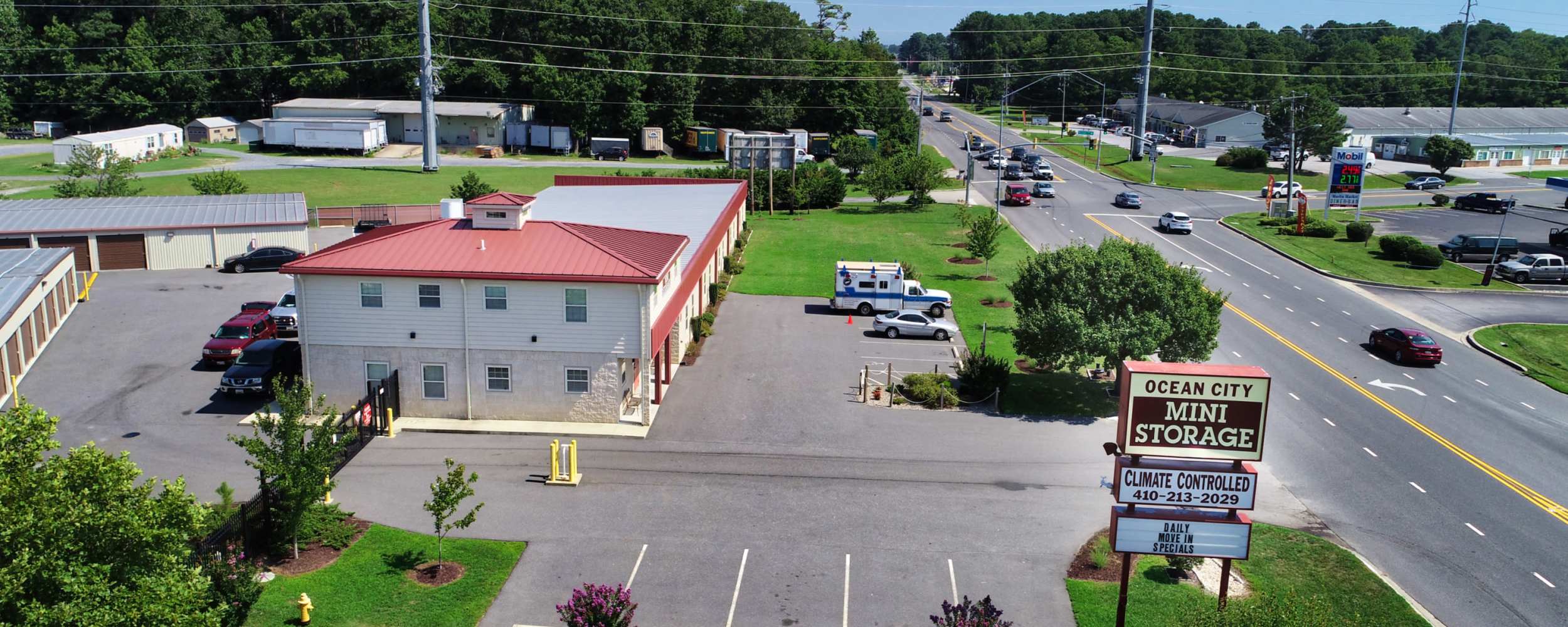 Aerial view of Ocean City Mini Storage in Ocean City, Maryland