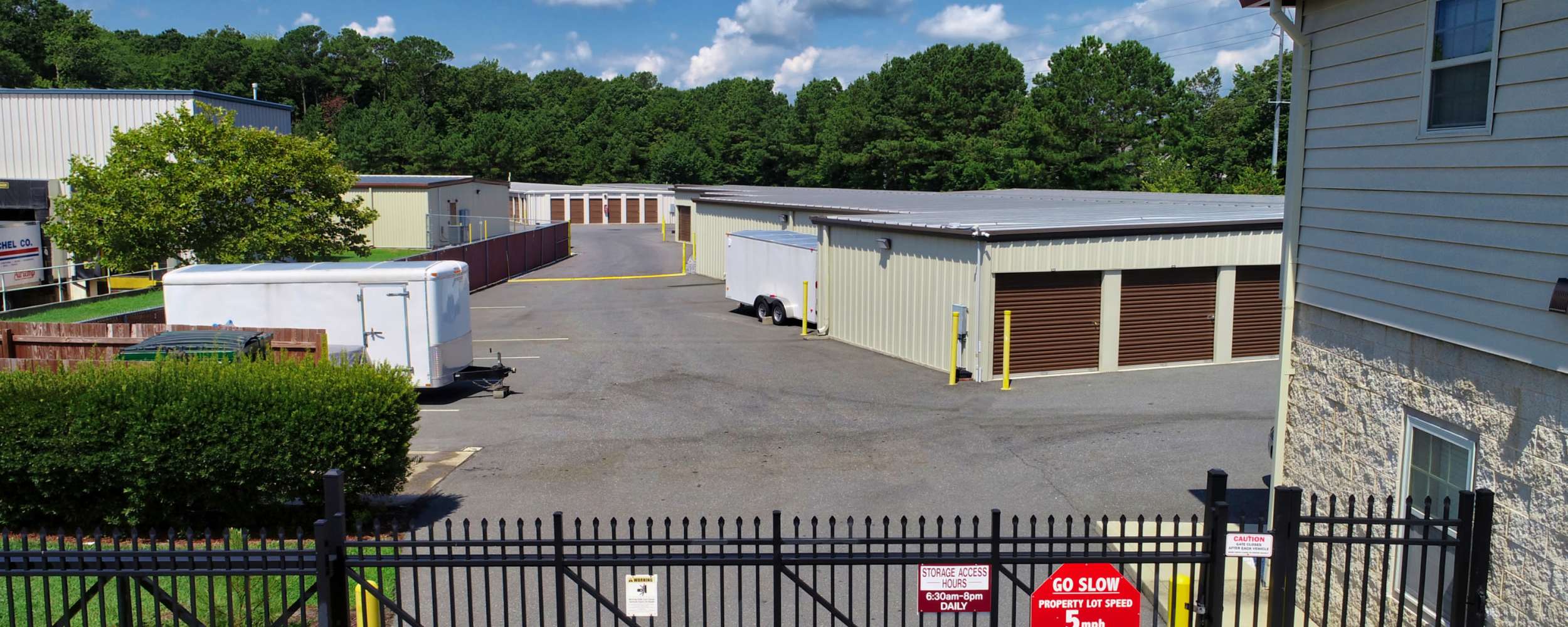 A gated entrance to exterior units at Ocean City Mini Storage in Ocean City, Maryland