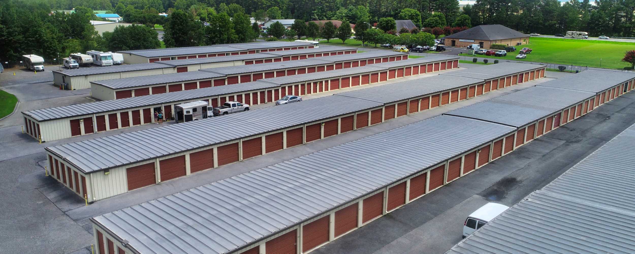 Rows of exterior units at Salisbury Route 50 Self Storage in Salisbury, Maryland