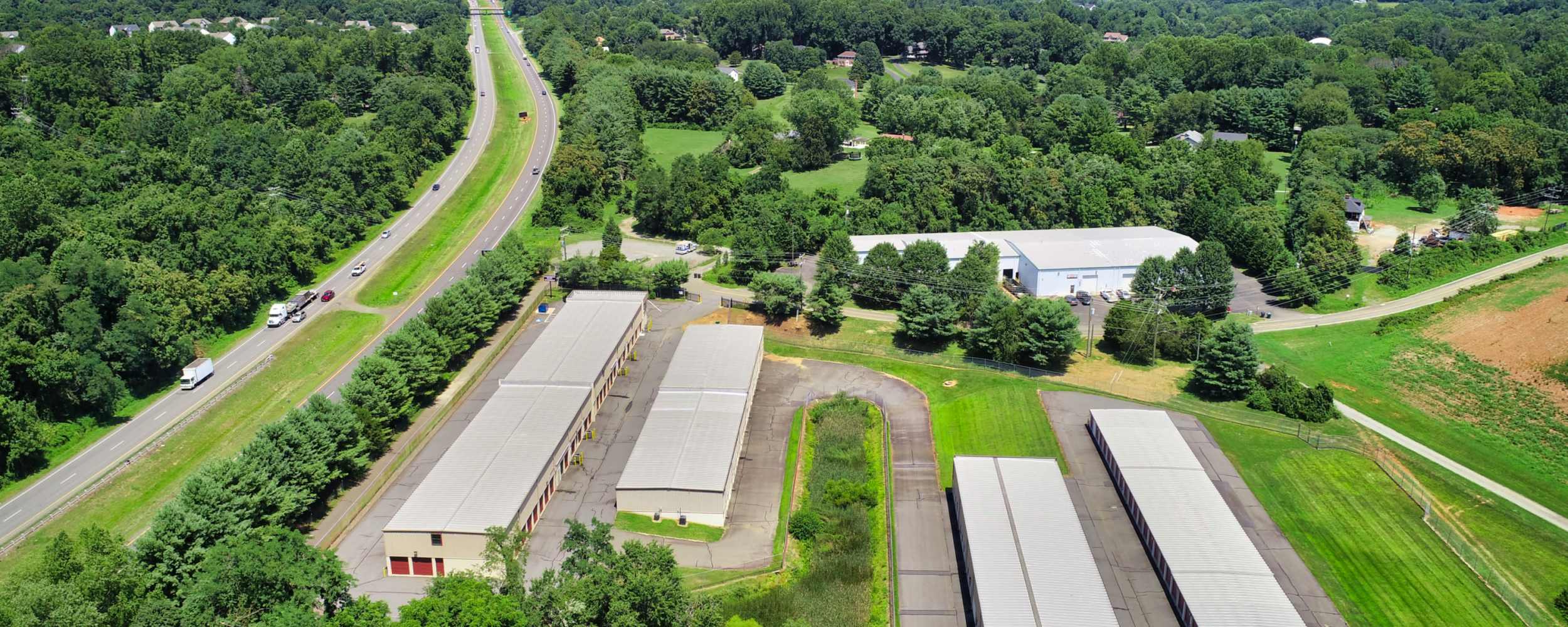 An aerial view of Warrenton Mini Storage in Warrenton, Virginia