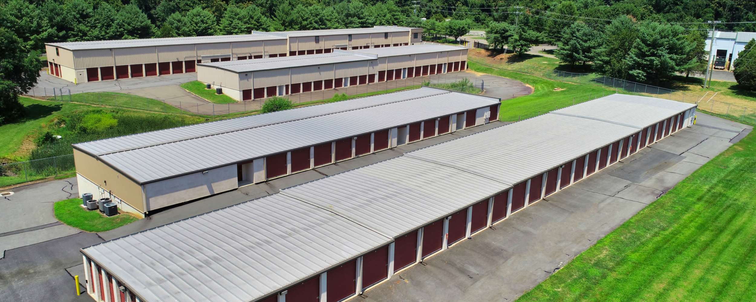 Rows of drive-up units at Warrenton Mini Storage in Warrenton, Virginia