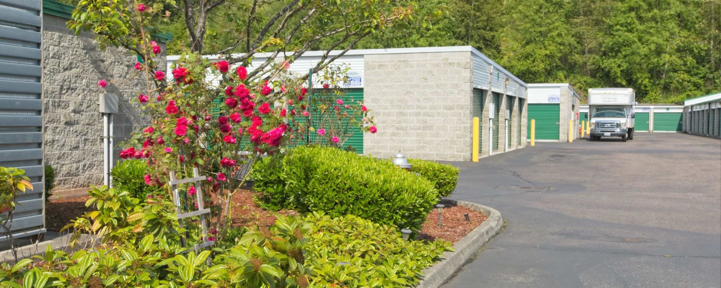 View of the storage units at Chain Lake Self Storage in Monroe, Washington