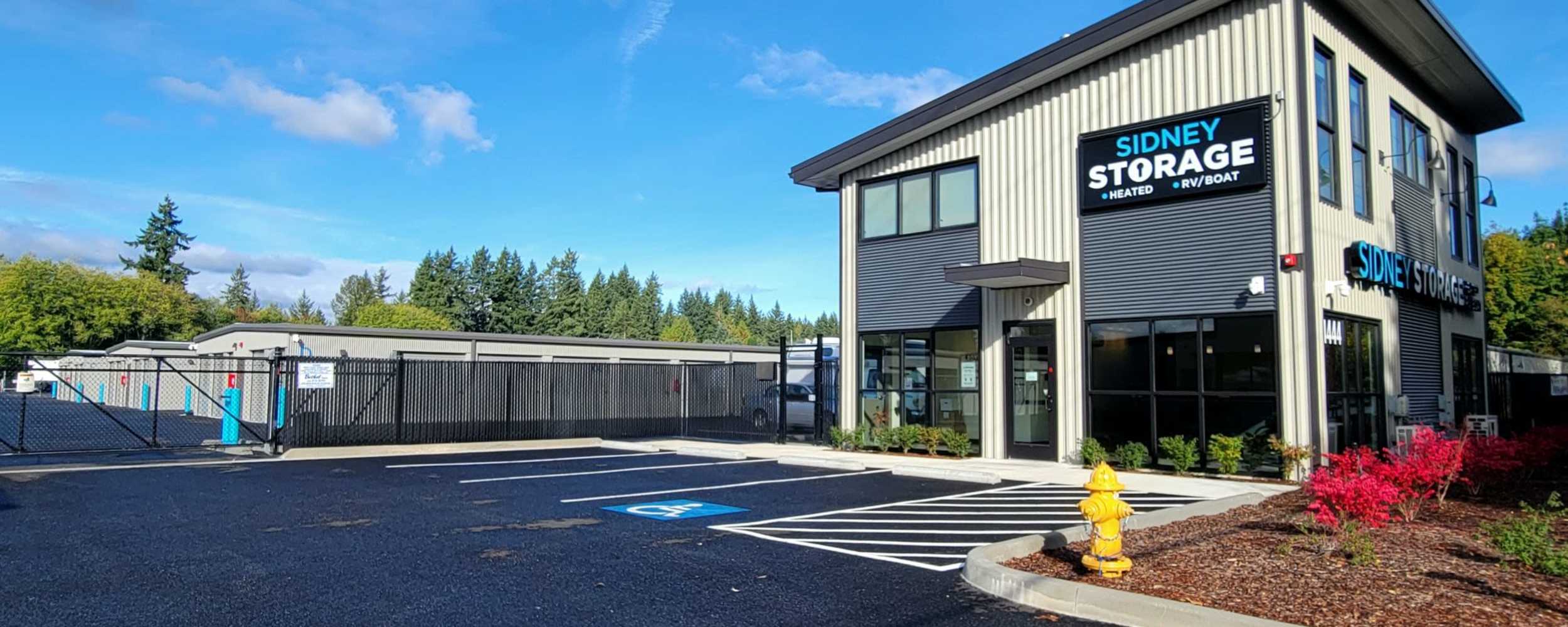 Front entrance at Sidney Storage in Port Orchard, Washington, 