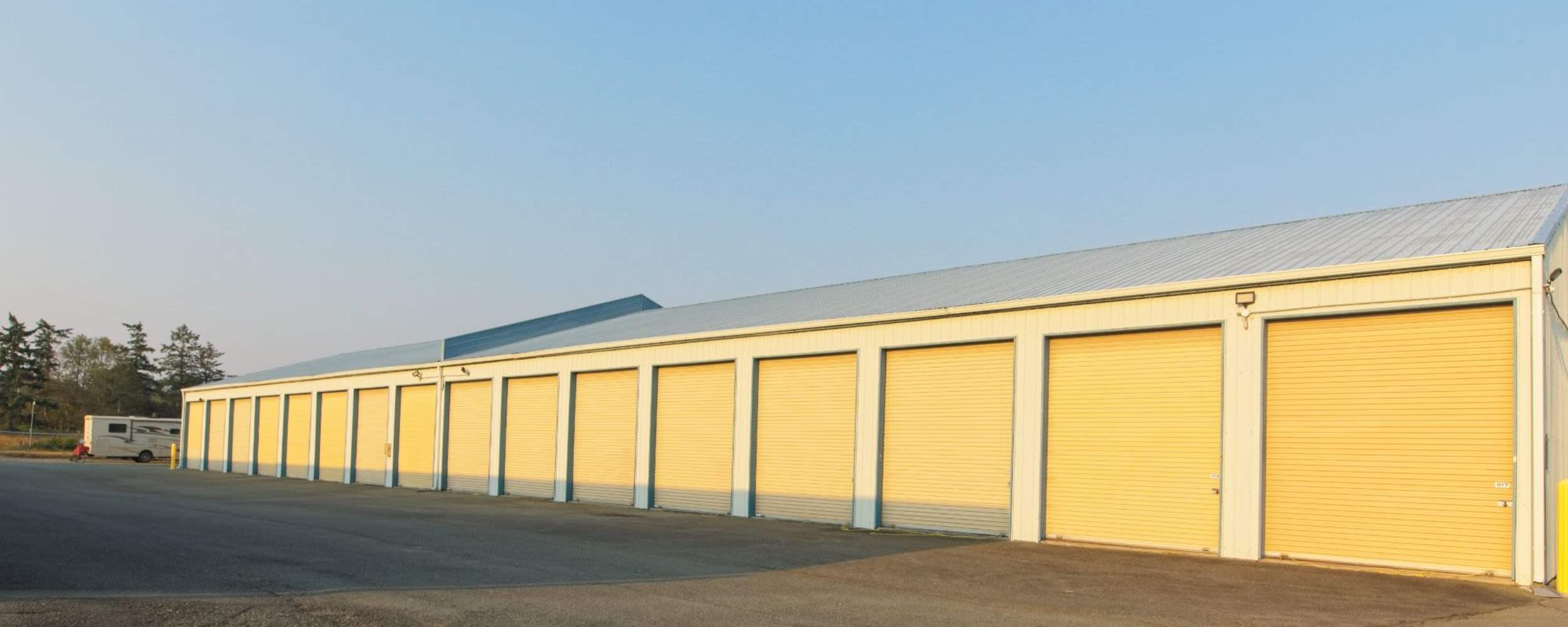Storage units at a self-storage facility at American Heritage Mini Storage, Anacortes, Washington