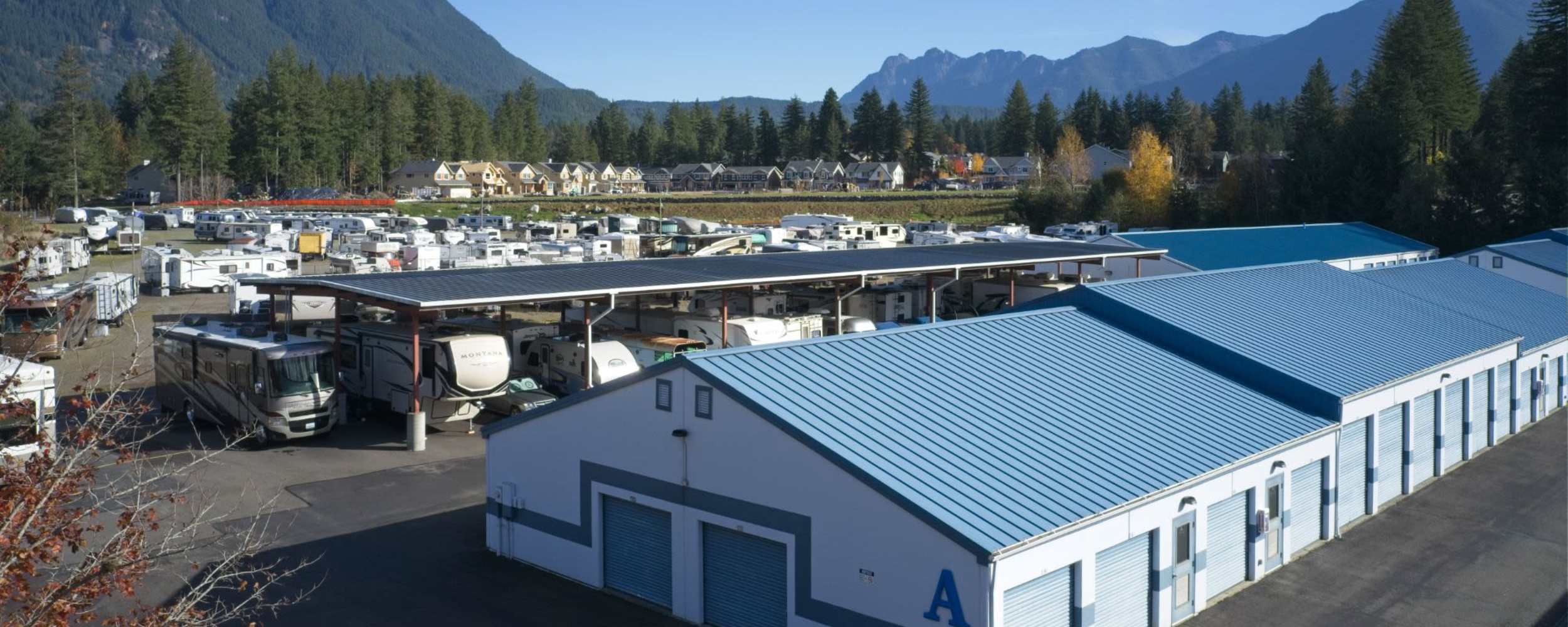Exterior storage at Ole Cedar Mill Mini Storage in North Bend, Washington
