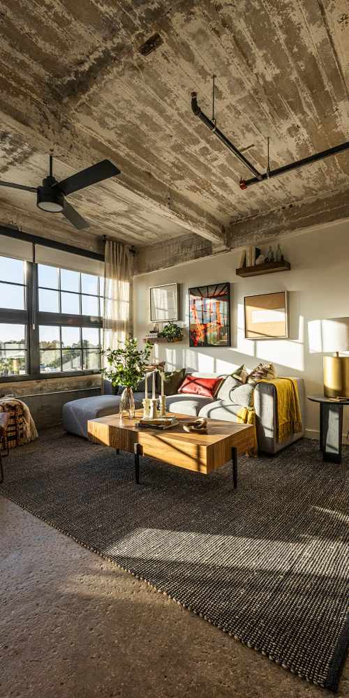 Living room model at Union Terminal Warehouse in Jacksonville, Florida