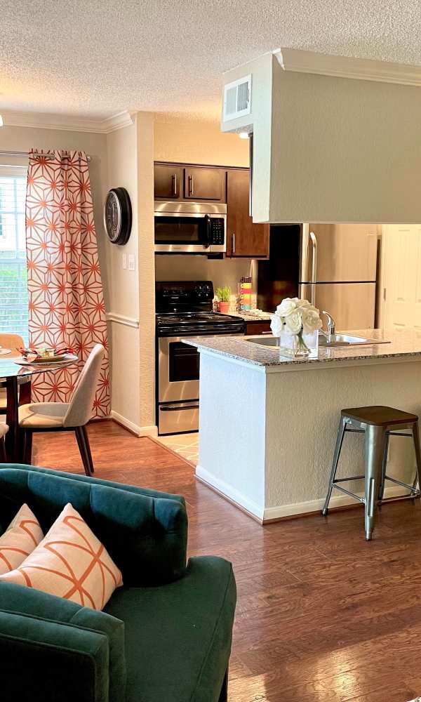 Spacious living rooms at The Abbey at Copper Creek in San Antonio, Texas