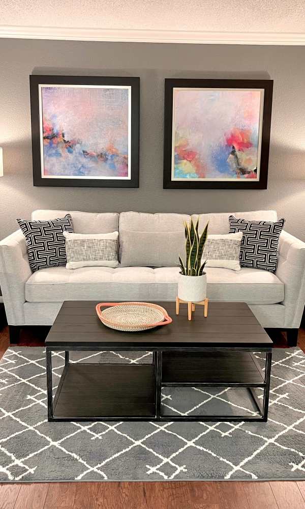 Modern living rooms at The Abbey at Briargrove Park in Houston, Texas