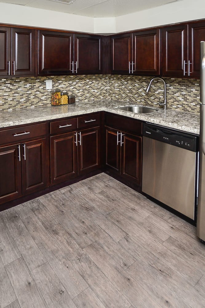 Kitchen with stainless steel appliances at Montgomery Woods Townhomes in Harleysville, Pennsylvania