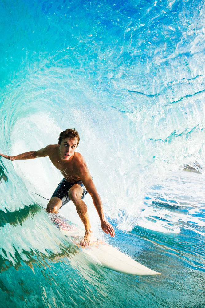 Resident surfing near Park Place Apartments, Del Mar, California