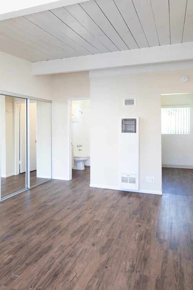 Apartment with wood-style flooring at Sail Bay Apartments in San Diego, California