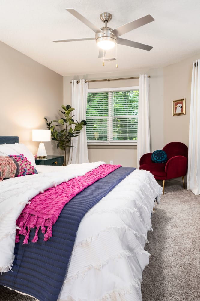 Spacious bedroom at Trinity at the Hill in Carrboro, North Carolina